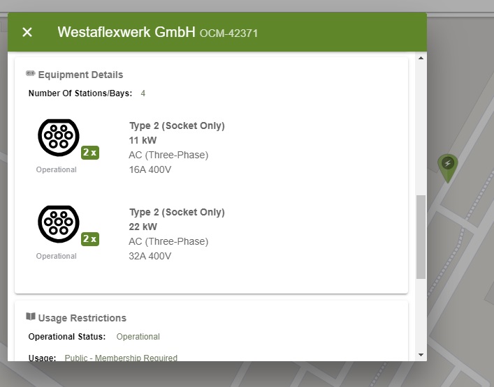 Ladestations-Registrierung als POI (Point of Interest)